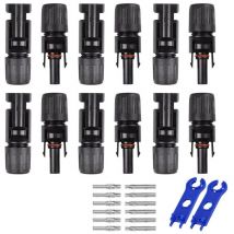 Niceone - 6 pares de conectores de cable de panel solar con sello impermeable de doble anillo macho/hembra MC4