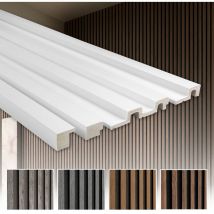 Hexim - Parete a lamelle 2 metri pannelli hdps pannelli acustici rivestimento della parete ottica in legno: 12 pannelli (2.7m²), Grigio scuro