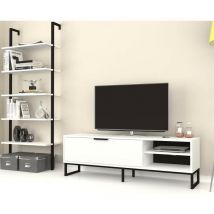 Toscohome - Parete attrezzata 180h cm porta tv e libreria colore bianca - Way