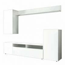 Parete attrezzata grande effetto marmo da soggiorno 210x36,5x170 cm in legno nobilitato bilaminato Brooklyn - White