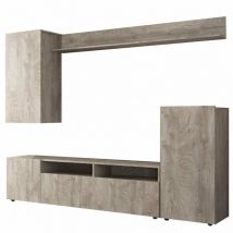 Parete attrezzata grande effetto marmo da soggiorno 210x36,5x170 cm in legno nobilitato bilaminato Brooklyn - Tan