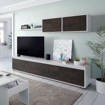 Marinelligroup - Parete attrezzata soggiorno moderna mobile tv pensile mensola sala pranzo salotto ossido+bianco 200 x 41 x 43 cm 0X6663A