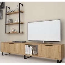 Parete attrezzata 180 cm. porta tv e libreria Zenon colore rovere