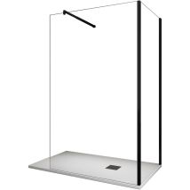 Giorgy - Parete Doccia Angolare walk-in h 200 vetro 8MM trasparente Telaio Nero con Accessori - 90X90 reversibile