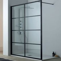 Incanthoo - Parete Doccia Bo x Walk-In - 120 cm Altezza 203 cm Profili Nero Opaco - Vetro Temperato da 8mm Reversibile