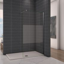 Aica Italy - Parete Doccia Cristallo Temperato Anti-frantumi Opaco-satinato Fascia Centrale 8mm Fissa Con Barra Stabilizzatrice Regolabile 85x200cm