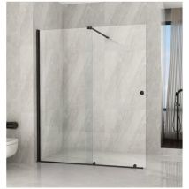 Bricoshop24 - Parete Doccia Walk In Scorrevole 100 120 140 160 180 Box 8mm Profili Neri - Misura Box Walk In 140