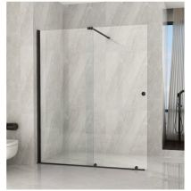 Bricoshop24 - Parete Doccia Walk In Scorrevole 100 120 140 160 180 Box 8mm Profili Neri - Misura Box Walk In 100