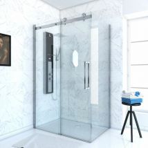 Aurlane - Parete Doccia Scorrevole + Laterale Fissa 140X90cm - railroad chromed 140 FRONT-90