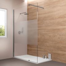 Marinelligroup - Parete Doccia walk in 80 cm cristallo serigrafato 8mm h 200 cm anticalcare reversibile