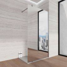Marinelligroup - Parete Doccia walk in 120 cm cristallo specchio 8mm h 200 cm anticalcare reversibile