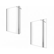 Giorgy - Parete doccia Walk In con anta mobile paraspruzzi vetro temprato 8mm h 200 cm misura 90 cm lastra + 40 cm antina