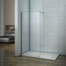 Aica Italy - Parete Doccia Walk In Cristallo Temperato Trasparente Anticalcare 8 mm Con Barra Stabilizzatrice Tagliabile da 90 cm misura 80x200 cm