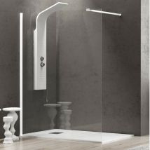 Karag - Parete doccia walk-in cristallo trasparente h200cm 8mm profilo bianco, seleziona misura 170