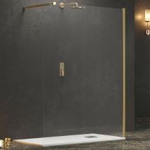 Karag - Parete doccia walk-in cristallo trasparente h200cm 8mm profilo oro, seleziona misura 90