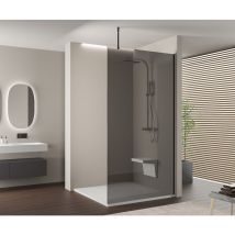 Bernstein - Parete doccia Walk-In EX102-2 - Vetro grigio di 10mm - Profilo in acciaio inossidabile 14mm - larghezza e colore profilo a scelta 1000mm,