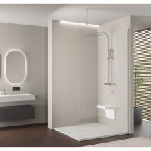 Bernstein - Parete doccia Walk-In EX102-2 - Vetro trasparente di 10mm - Profilo in acciaio inossidabile 14mm - larghezza e colore profilo a scelta