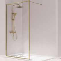 Kassandra - Parete doccia fissa fresh perimetral finitura oro spazzolato 80 cm
