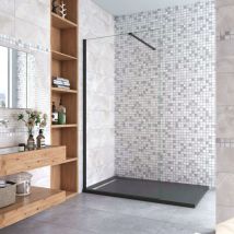 Aica Italy - Parete Fissa Doccia Walk In 85x200cm in Vetro 8 mm Temperato Trasparente Anticalcare Con Barra Stabilizzatrice da 90 cm Tagliabile