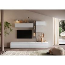 Zenzero Shop - Parete porta tv moderna finitura Gesso, Ardesia e Bianco lucido