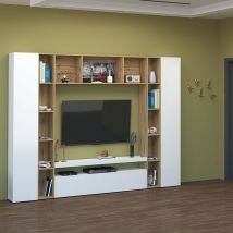 Parete Soggiorno moderno, composizione bianco lucido da cm 270 - Brooklyn