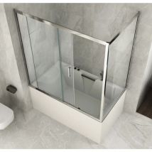 Parete Sopravasca 2 lato 6 mm Scorrevole in Cristallo Box Vasca da Bagno Doccia - Misura Box Angolare 80x115