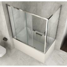 Parete Sopravasca 2 Lato 6 Mm Scorrevole In Cristallo Box Vasca Da Bagno Doccia - Misura Box Angolare 65x145