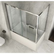 Parete Sopravasca 2 lato 6 mm Scorrevole in Cristallo Box Vasca da Bagno Doccia - Misura Box Angolare 80x150