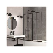 Gelco Design - Parete vasca pieghevole e girevole trasparente nera, H.140 x L.110 cm Exalt