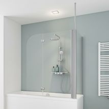 Parete per vasca da bagno, sopravasca pieghevole con parte laterale, 70 x 115 x 140 cm, vetro 5 mm, sopravasca in 2 ante, parete per vasca da bagno,