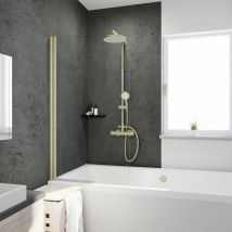 Schulte - parete per vasca da bagno, sopravasca pieghevole, profilo oro opaco, capri parete per vasca da bagno, sopravasca a 1 anta, sopravasca