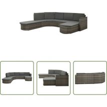 The Living Store Salon de jardin 4 pcs avec coussins résine tressée gris - Meubles De Jardin - Salon De Jardin - Set De Salon De Jardin - Canapé