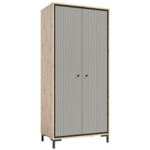 Monmobilierdesign - Parii Armoire Penderie 2 Portes 89x196 Cm En Bois Design Contemporain Gris Congo
