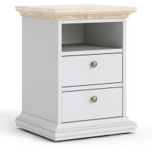 Furniture To Go - Paris Bedside 2 Drawers in White and Oak