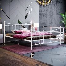 Paris Metal Bed Frame, White, 5ft King Size, 200 x 150 cm