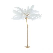 Arbre Déco en Métal 'Plumes' 190cm Or & Blanc