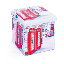 Boîte de Rangement Pliable 'London' 38cm Blanc & Rouge