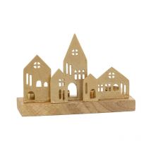 Bougeoir Déco 4 Bougies 'Maison' 30cm Or