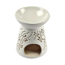 Brûle Parfum en Céramique 'Libellules' 9cm Blanc