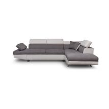 Canapé d'Angle Droit Convertible Microfibre "Noma" 271cm Gris & Blanc