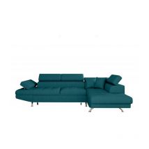 Canapé d'Angle Droit Convertible "Tyma" 271cm Bleu Canard