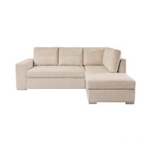 Canapé d'Angle Droit Convertible Tissu "Ares" 246cm Beige