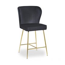 Chaise de Bar Velours Design "Elsa" 100cm Noir