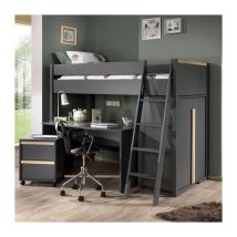 Chambre Complète Enfant 4P 'London' 90x200cm Anthracite