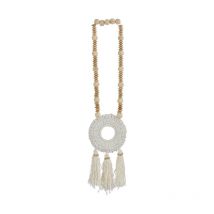 Paris Prix - Collier de Coquillages Déco 'Perles' 60cm Blanc