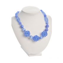 Collier Design Cristal & Boules 'Costa' 18cm Bleu