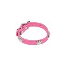 Collier Fantaisie pour Chien "Couronnes" 30cm Fuchsia