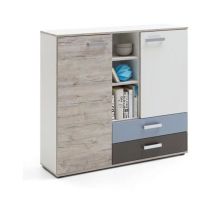 Commode 2 Portes & 2 Tiroirs "Anoya" 116cm Chêne