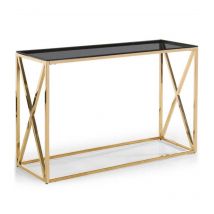 Console Design en Verre "Gladis" 120cm Or & Noir