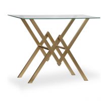 Paris Prix - Console Design en Verre 'Pixoma' 106cm Or